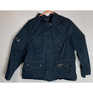 Lane Bryant Black Jean Studded Jean Jacket Coat Women's 18/20